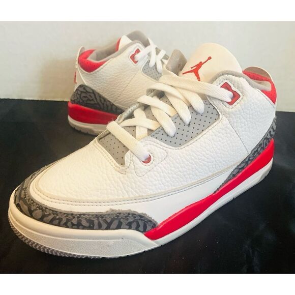 Jordan 3 Retro Fire Red 2022 SZ 3Y(GS) DM0967-160 White Cement GreyBlac Sneakers - Picture 6 of 11